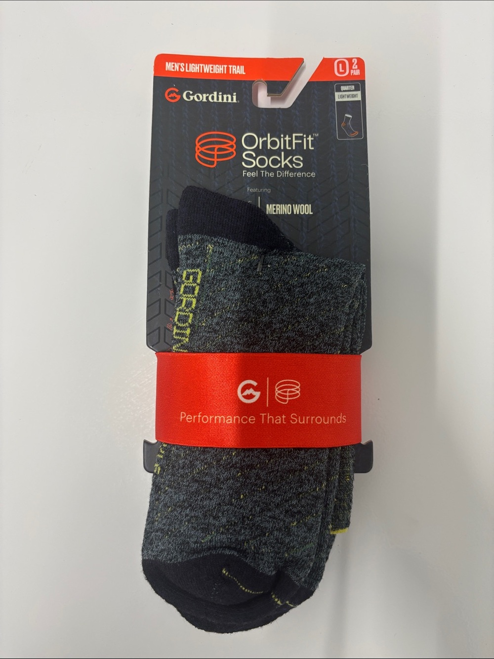 Gordini Mens 2 pair pack lightweight quarter trail sock grafton size XL NWT